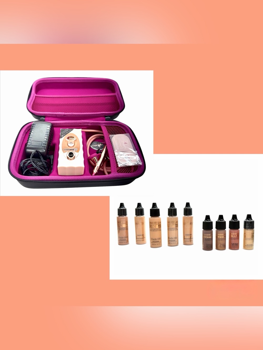 Luminess Airbrush Makeup Kit with Case + 9 Makeup Bottles